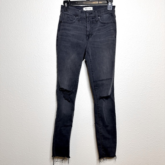 Madewell 9” Mid Rise Skinny Black/Gray Jeans Size25 - Picture 2 of 14